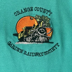 VTG Y2K Outer Banks Polo Shirt Mens XL Green Orange County Railway Society LtdEd - Picture 1 of 17