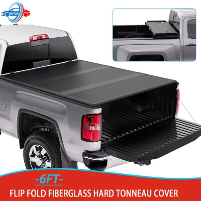 6FT Fiberglass Hard Tonneau Cover For 1982-93 Chevy S10 GMC S15 Truck Bed 3Fold Foto 1 de 4