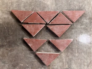 Antique Victorian Maw & Co 3” 2.2” Red triangle Encaustic Floor Tiles Reclaimed - Picture 1 of 6