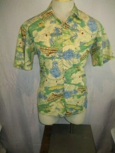 Mens Campa Moda Rayon SS Hawaiian Aloha Island Casual Shirt sz M - Picture 1 of 4