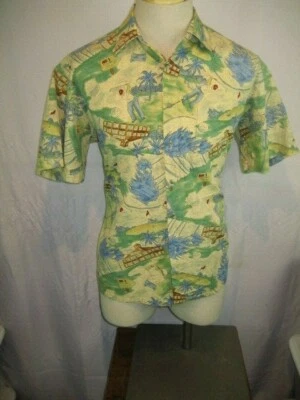 Mens Campa Moda Rayon SS Hawaiian Aloha Island Casual Shirt sz M - Image 1 of 4
