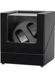 Double Watch Winder, Luxury Mechanical Watch Storage Case Wood Shell Piano  - Picture 1 of 8