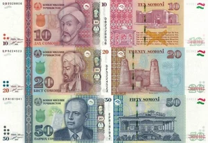 Tajikistan 3 PCS Set: 10, 20 & 50 Somoni (2018), p-24, p-25, p-26 UNC - Picture 1 of 4