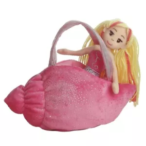 Fancy Pals Mermaid in Sea Sparkles Pink Conch Shell Bag 8"/20cm Soft Plush Toy - Picture 1 of 3