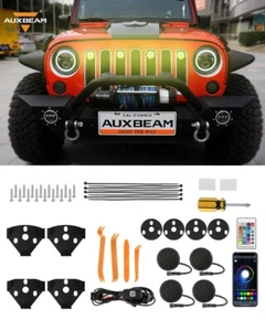 Kit 4 pezzi luci griglia led anteriore telecomando RGB APP per Jeep Wrangler JK 2007-2017 - Foto 1 di 12