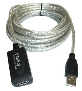 16ft USB 2.0 480Mbps ACTIVE EXTENSION Cable  Metalic Clear - Picture 1 of 1
