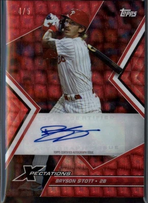 Bryson Stott #/5 - 2023 Topps Xpectations Autographs Plasma Pink #XA-BS - Image 1 of 2