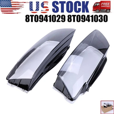 Pair Left+Right Side Headlamp Headlight Lens Covers For 2008-2012 Audi A5 S5 RS5 - Image 1 of 4