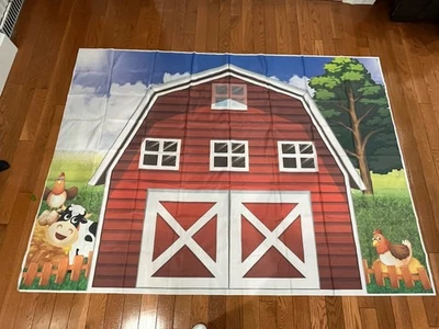 7x5ft Polyester Red Barn Cute Farm Backdrop/ Background - Image 1 of 3