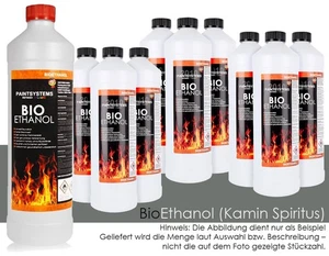 10 x 1 LITER FLASCHEN BIOETHANOL PREMIUM 100% SPIRITUS FÜR KAMIN GRILL etc 10L - Picture 1 of 3