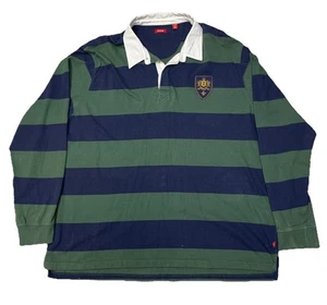 Vintage 90's IZOD RUGBY SHIRT GREEN/BLUE Stripes 3XLT - Picture 1 of 9