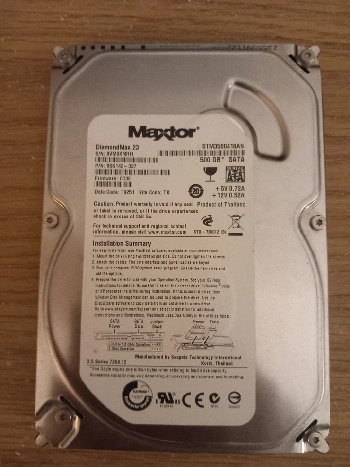 Maxtor DiamondMax 23 500GB SATA 3.5" 7200RPM 3Gb/s 16MB HDD - STM3500418AS - Image 1 of 1