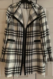 White House Black Market Ladies Size XL Black & WhitePlaid Faux Leather Jacket - Picture 1 of 10