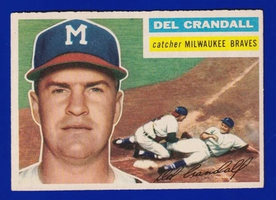 DEL CRANDALL braves 1956 TOPPS gray back #175 VG-EX+ NICE CORNERS NO CREASES - Image 1 of 2