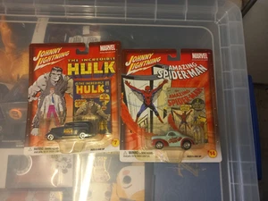 JONNY LIGHTNING AMAZING SPIDER-MAN CAR (no 7) THE INCREDIBLE HULK CAR (no 14) - Picture 1 of 4