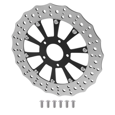 Disco de rotor de freno delantero de 11,8" apto para Harley-Davidson Touring Electra Glide negro Foto 1 de 4