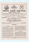 1952/53 FOOTBALL COMBINATION : WEST HAM UNITED v TOTTENHAM HOTSPUR RESERVES