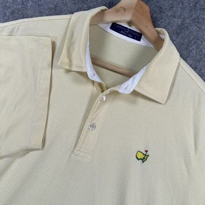 Masters Clubhouse Polo Shirt Mens Large Yellow Stripe Made in Italy Golf Augusta - Picture 1 of 13