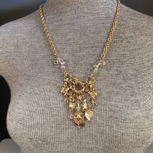 VTG Kirk’s Folly “dance with fairies” gold tone charms/necklace 29” crystals - Bild 1 von 9
