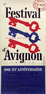 "XV° FESTIVAL D'AVIGNON (Juillet 1961)" Affiche originale entoilée (Litho JACNO) - Picture 1 of 1
