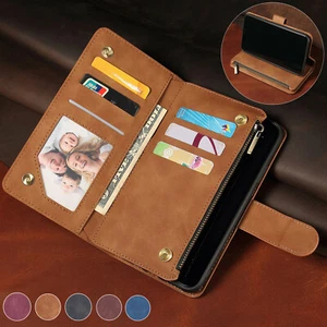 Zip Wallet Case For Samsung S24 S23 FE A55 A13 A52s S22 Leather Flip Phone Cover - Picture 1 of 22