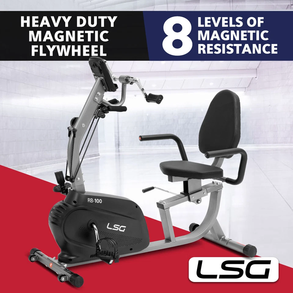 NEW LSG Fitness RB-100 Recumbent Bike Exercise Bike 8 Levels Magnetic Resistance - image 1 of 4