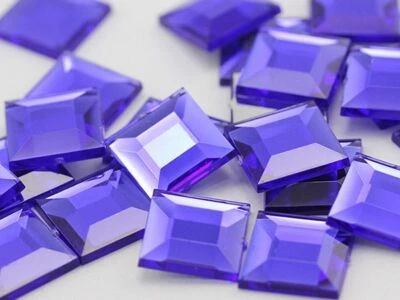 8mm Flat Back Square Acrylic Rhinestones 5/16" Plastic Costume Gem Craft 75 Pcs - Image 1 of 3