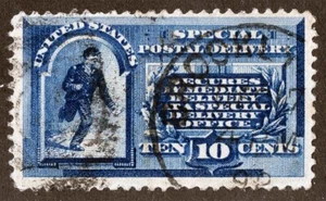 US Sc E1 Blue 10¢ 1885 Special Delivery Black CDS Cancel - Picture 1 of 1