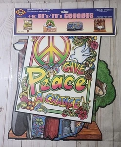Ritagli Hippy Diecut nuovi vintage anni 60/70 confezione da 4 16" decorazioni festa 1996 Beistle - Foto 1 di 10
