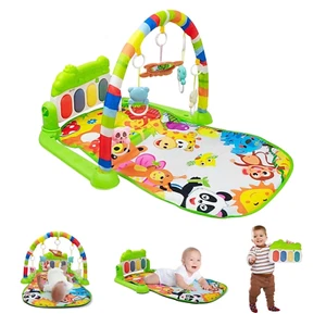 Baby Gym Play Mat, Tummy Time Mat for Baby Kick and Play, Lights Piano Play Mat, - Picture 1 of 12