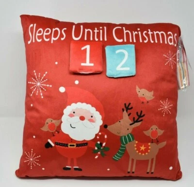 Children's 10 Night Advent Calendar Sleeps Until Christmas Countdown Cushion NEW - Image 1 of 4