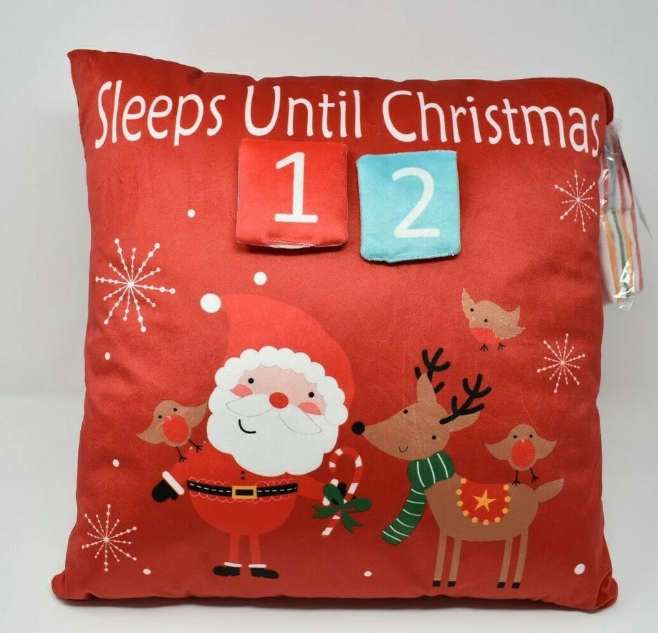George Home Red Sleeps Until Christmas Soft Velvet Feel Countdown Cushion