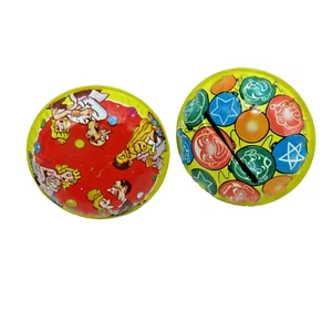 Tin Litho Noisemakers Lot of 2 Rattles Rattlers Clowns Baloons Funny Vintage - Bild 1 von 10