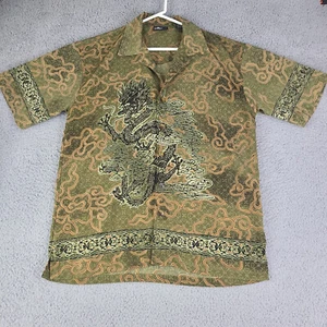 Hoax Original Green Dragon Shirt Mens Medium Button Up S/S Vintage 90's USED - Picture 1 of 18