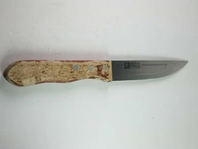 Cuchillo de carne dentado de acero inoxidable Royal Norfolk Cutlery mango de madera Foto 1 de 4