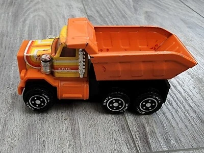 Vintage ERTL Pressed Steel / Plastic Dump Powerized Truck Friction Motor Orange - Image 1 of 4