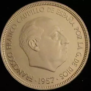 ESPAÑA, FRANCO-6, 50 PESETAS 1957*72, BRILLO ORIGINAL, PRUEBA, SIN CIRCULAR. - Imagen 1 de 2