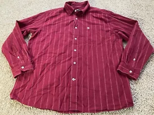 Aigle Mens Size Large L Button Up Shirt Red Striped Long Sleeve Cotton - Picture 1 of 12