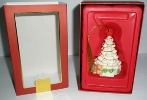 Lenox Porzellan Weihnachtsschmuck weiß Weihnachtsbaum roter Stern Teddybär - Bild 1 von 4