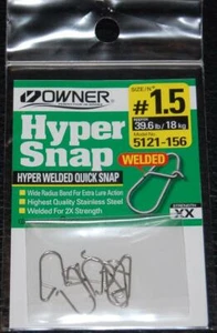 6 Pack - OWNER Hyper Welded Quick Snap 5121-156 Size 1.5 - 44 lb Test 2X Strong - Picture 1 of 2