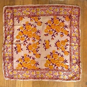 Vintage Silk Flowers Small square 1960s Small Orange Brown Light Pink 21 inch - Picture 1 of 4