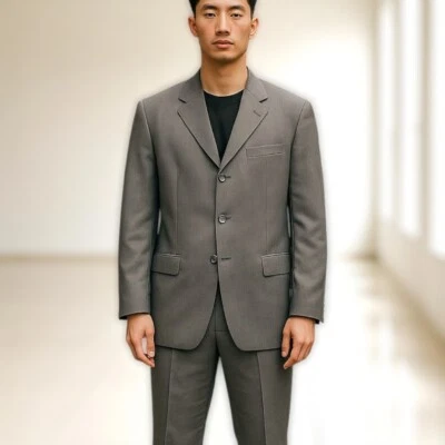 Vtg Perry Ellis Portfolio Mens Suit Jacket Glen Plaid Check Y2K 44 Long Academi - Image 1 of 4