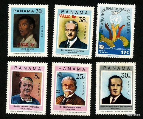 Panama Stamps Sc # C403, C410-11, C418-19, C422 Mint Hinged Air Mail 1973-74 Cover
