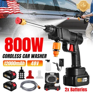 2 Battery Cordless Water Spray Gun Portable High Pressure Car Washer Cleaner - Picture 1 of 12