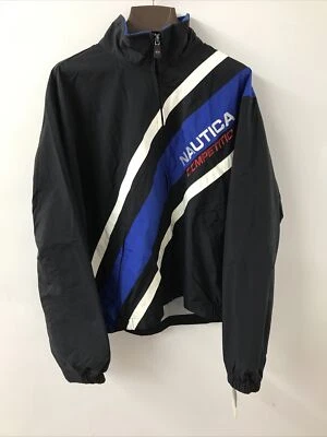 Chaqueta de competición nautica vintage nueva con etiquetas y2k negro blanco azul talla grande Foto 1 de 4