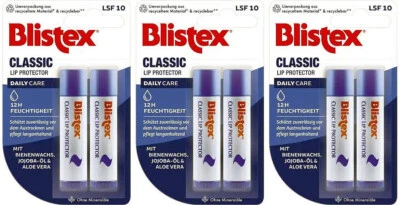Blistex CLASSIC Lippenflegestift LSF 10 Lippenbalsam 12h Feuchtigkeit 6x 4,25g