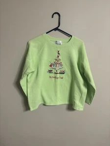 Quacker Factory Christmas Tree Sweatshirt Embellished Embroidery Size XL Green - Picture 1 of 6