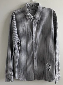Volcom Shirt Mens XL Stripe Long Sleeve Button Up Grey Brown Casual Skateboard - Picture 1 of 10