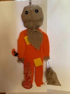 Trick r' Treat - Hanging Sam Prop w/ bag, sucker and flaming pumpkin, Halloween - Picture 1 of 5