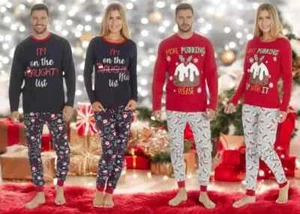 Men's Ladies Xmas Matching Nightwear Pyjamas Set T-shirt Christmas PJ UK S-XL - Picture 1 of 20